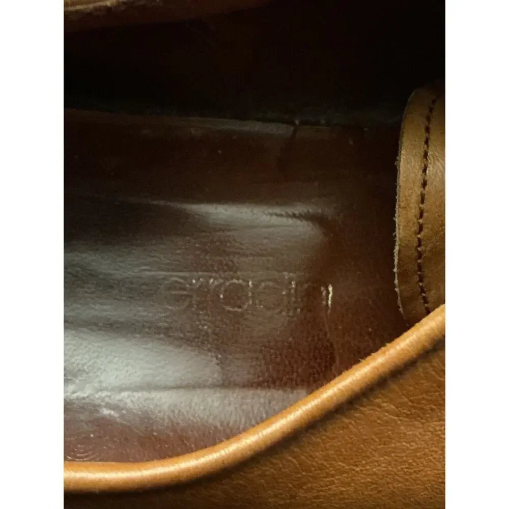 FERRADINI Hand Made Brown Leather Dress Shoes Mens SIZE 8.5 B Made In Italy